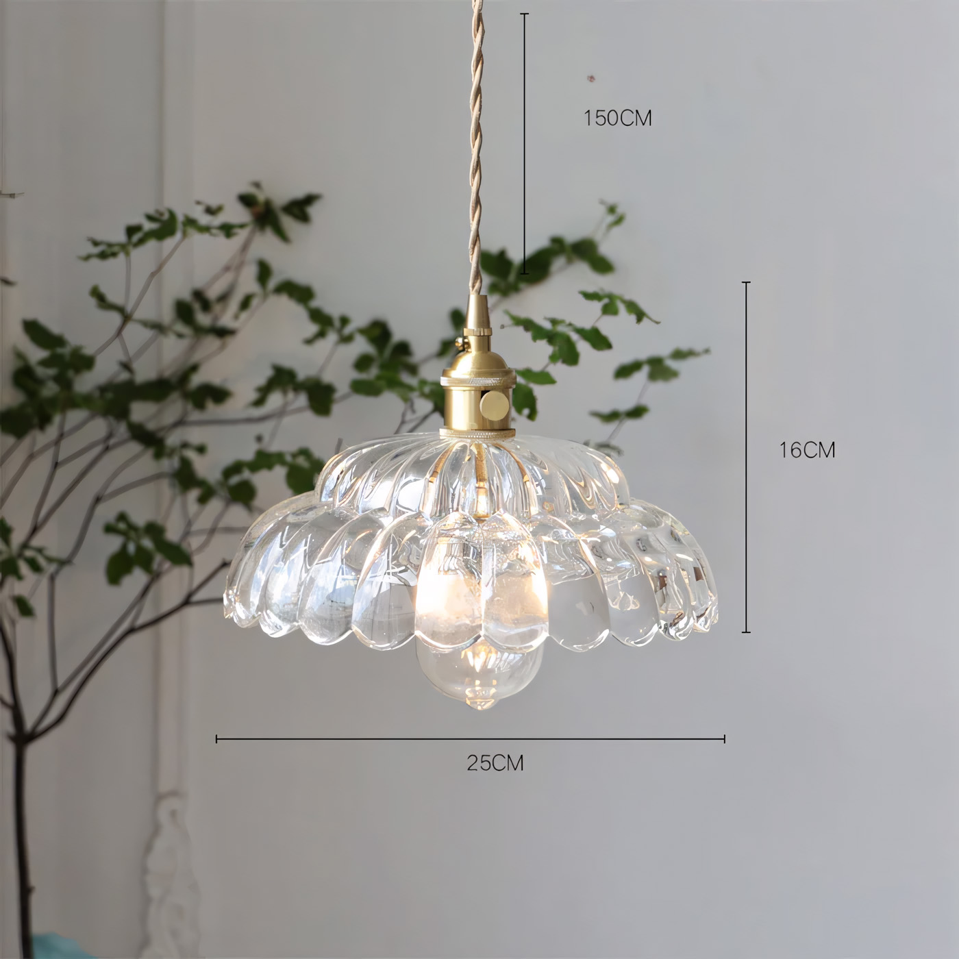Retro Flower Hanging Light | Amber Glass Floral Pendant Light